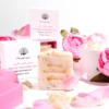 Natural Rose and Frankincense soap bar for skin softening and radiant glow.