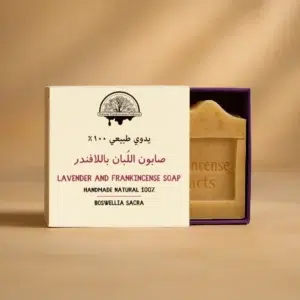 صابون اللبان واللافندر الطبيعي: عناية متكاملة للبشرة، يهدئ ويرطب بعمق. قطعة صابون اللبان واللافندر العماني يدوية الصنع، تظهر حبيبات اللبان وزهور اللافندر المجففة. صابون طبيعي باللبان واللافندر: لتنظيف البشرة بعمق وتغذيتها، مناسب لجميع أنواع البشرة. صابون اللافندر واللبان: مثالي للاسترخاء قبل النوم ولتهدئة تهيجات البشرة بفاعلية. صابون اللبان واللافندر العضوي: مصنوع من زيوت طبيعية وعطور ناعمة لبشرة صحية. صابون اللبان العماني واللافندر الفرنسي: يجمع بين فوائد الشفاء وعبير الهدوء. Alt text: Natural Frankincense and Lavender Soap: complete skin care, deeply soothing and moisturizing. Alt text: Handmade Omani Frankincense and Lavender soap bar, showing frankincense granules and dried lavender flowers. Alt text: Natural soap with frankincense and lavender: for deep skin cleansing and nourishment, suitable for all skin types. Alt text: Lavender and Frankincense soap: ideal for pre-sleep relaxation and effectively calming skin irritations. Alt text: Organic Frankincense and Lavender soap: made with natural oils and gentle fragrances for healthy skin. Alt text: Omani Frankincense and French Lavender soap: combines healing benefits with a calming aroma. صابون اللبان واللافندر للوجه والجسم: يترك البشرة ناعمة، نضرة، ومعطرة بشكل طبيعي. Alt text: Frankincense and Lavender soap for face and body: leaves skin soft, fresh, and naturally fragrant. اشترِ صابون اللبان واللافندر عبر الإنترنت: أفضل منتجات العناية بالبشرة الطبيعية. Alt text: Buy Frankincense and Lavender soap online: best natural skincare products. صابون اللبان واللافندر: تجربة سبا منزلية بفوائد مضادة للالتهابات ومطهرة. Alt text: Frankincense and Lavender soap: home spa experience with anti-inflammatory and antiseptic benefits. صابون مهدئ باللبان واللافندر: يخفف التوتر ويعزز الاسترخاء أثناء الاستحمام. Alt text: Soothing Frankincense and Lavender soap: reduces stress and promotes relaxation during bath time.